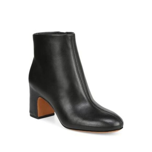 VINCE CAMUTO Womens Black Padded Terri Round Toe Block Heel Leather Boots 11 M - Picture 1 of 4
